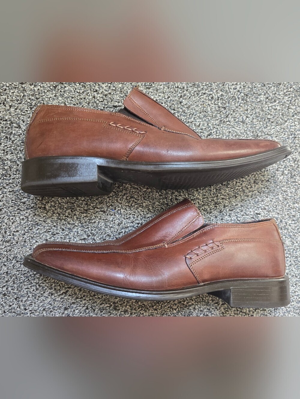 Alfani Men's Brown Leather Square Toe Slip On Loafers Shoes Size 8.5 M - Picture 7 of 10